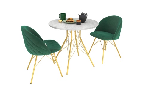 Обеденная группа SHT-DS148 лиственно-зеленый / бетон светлый / золото