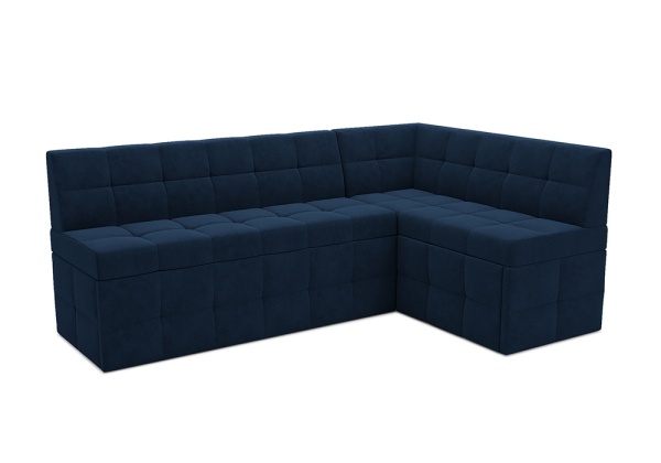 Кухонный угловой диван дельфин Атлантис велюр темно-синий
